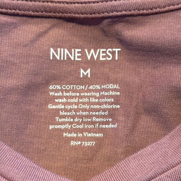 Nine West Women's Medium Blouse Pink Short Sleeve Layered Wrap Front - Picture 5 of 5